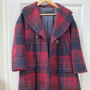 Marc by Marc Jacobs plaid wool double breasted pea coat